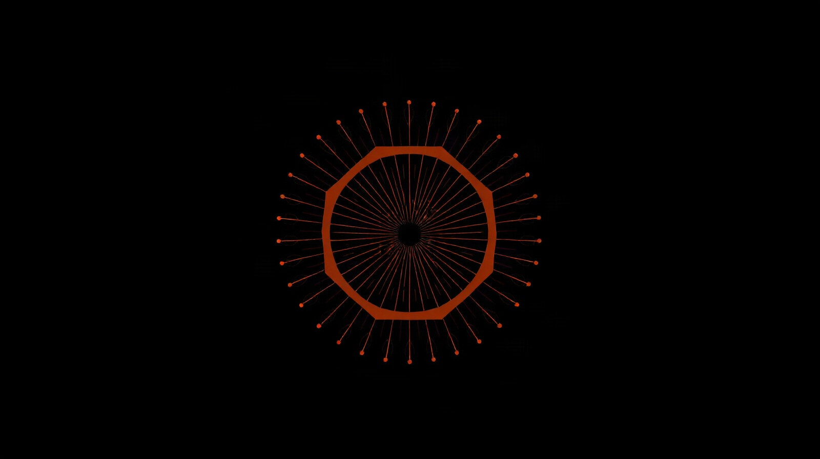 Abstract glowing hub-and-spoke diagram radiating outward