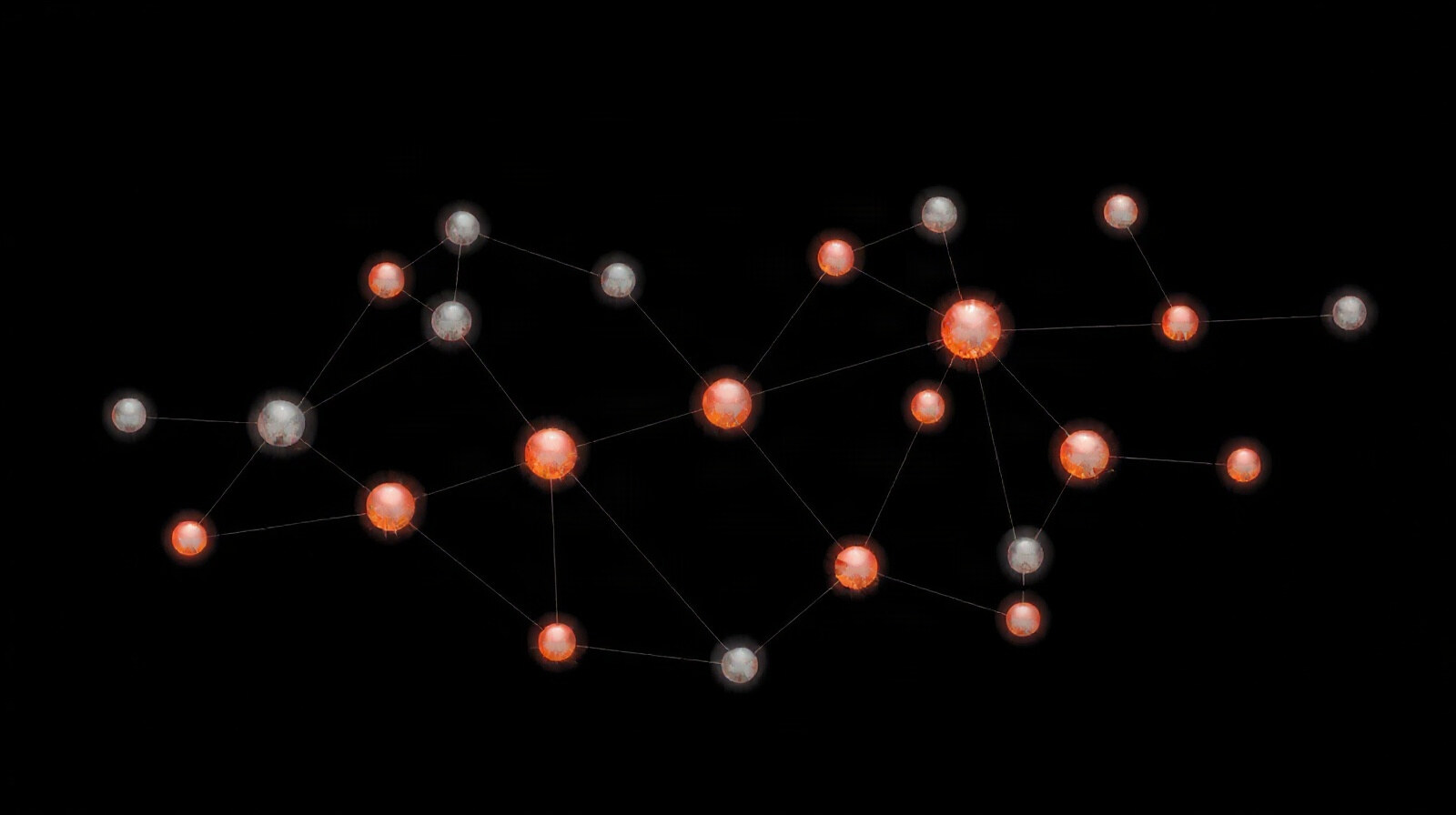 Abstract network diagram of glowing nodes connected by thin lines