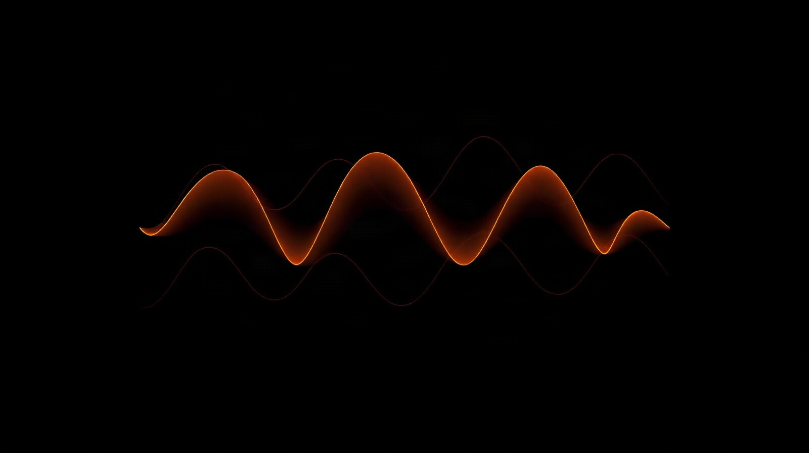 Abstract glowing waveform of overlapping curves