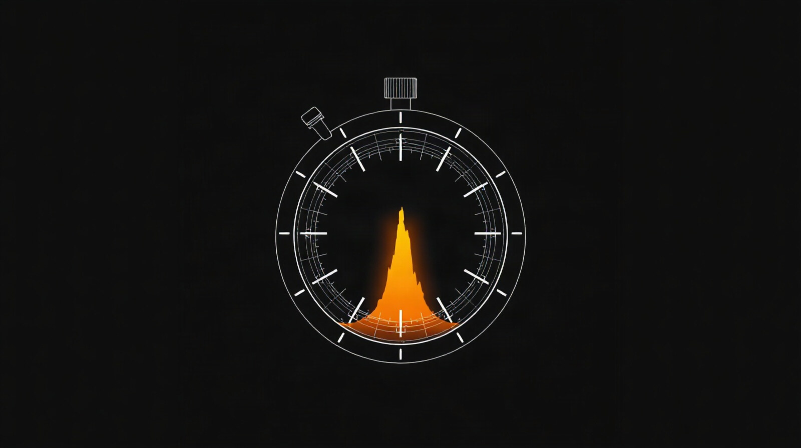 Abstract glowing waveform bursting from a circular dial