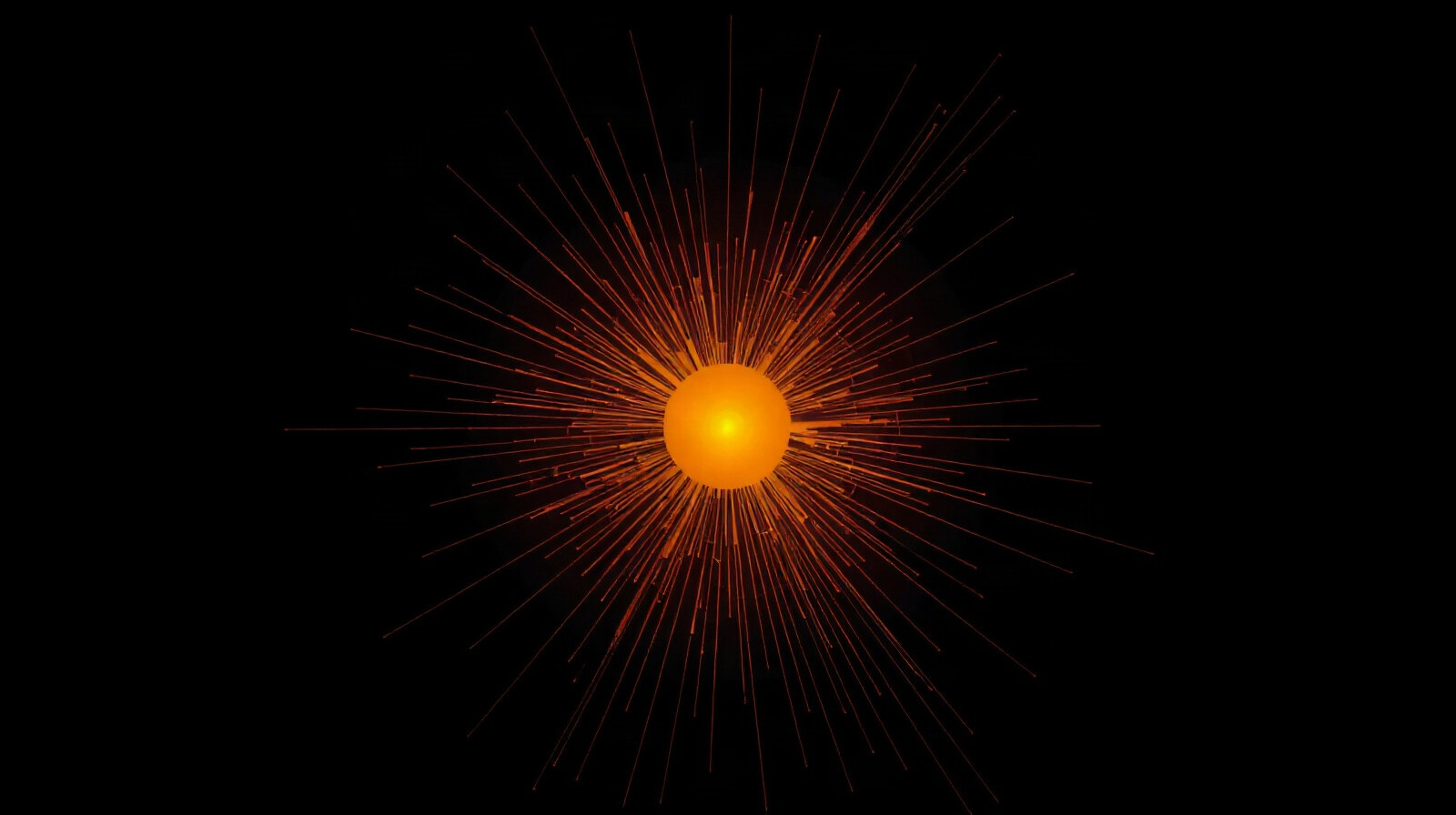 Abstract radial burst of converging lines meeting at a single glowing point