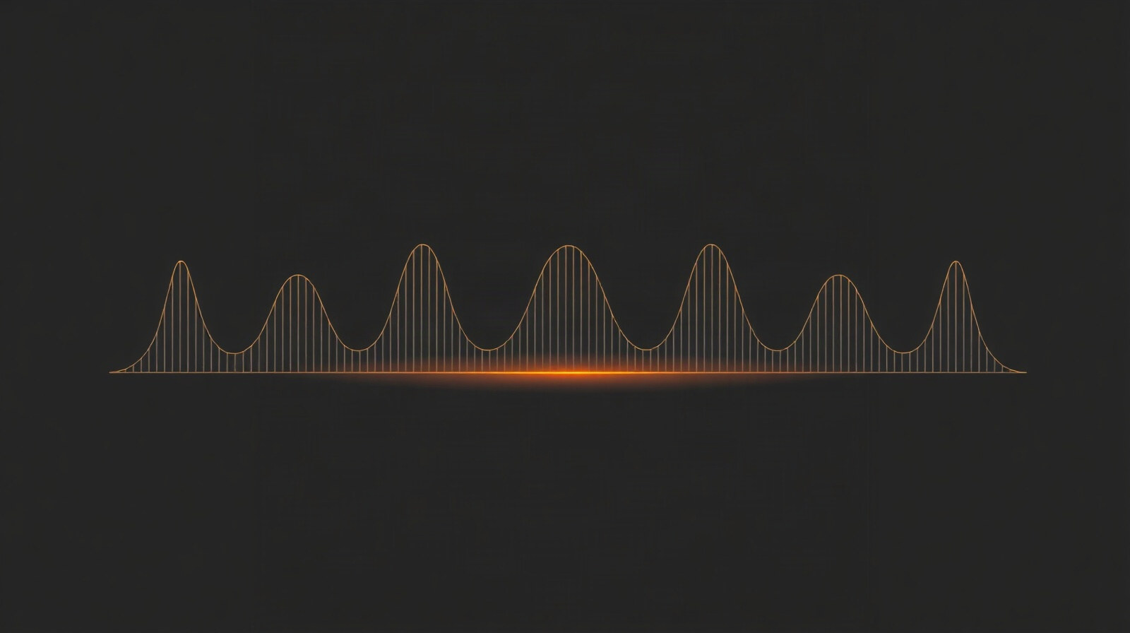 Abstract diagram of geometric waveform shapes arranged like an equalizer