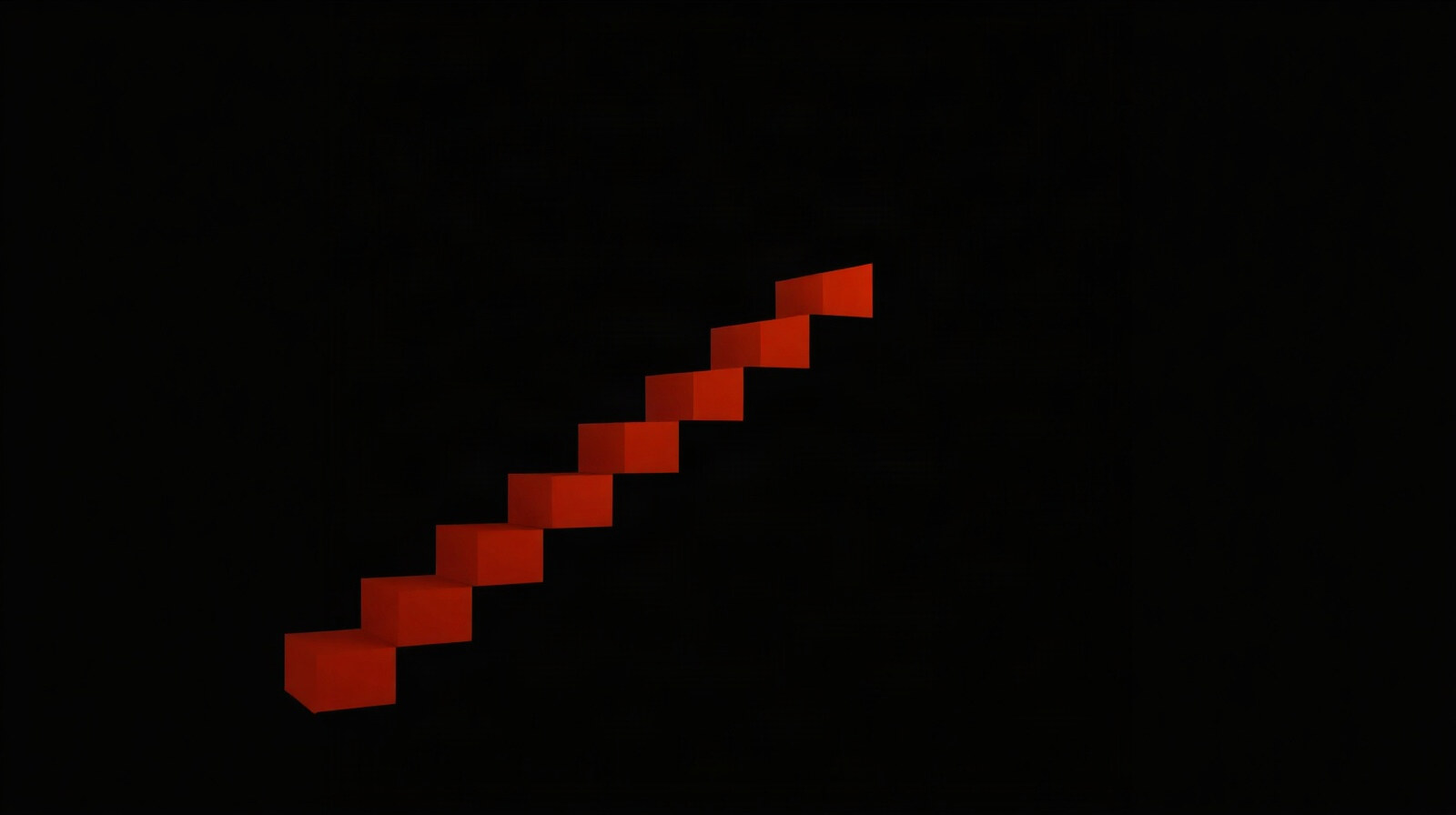 Abstract diagram of an ascending staircase of solid blocks