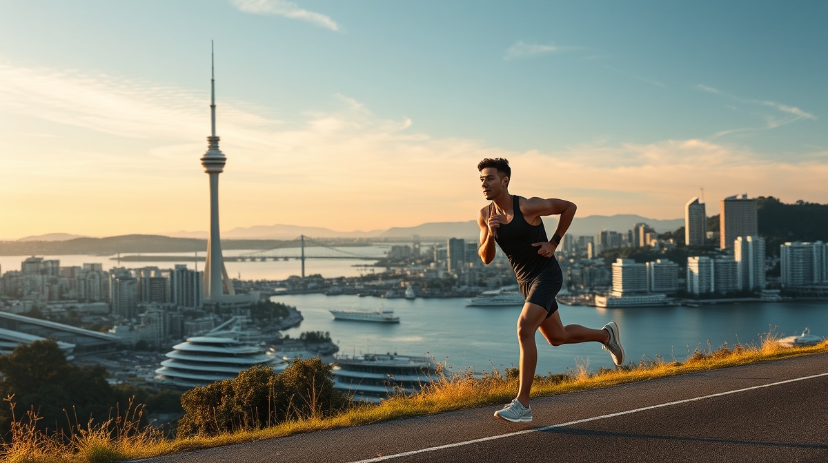HYROX Auckland with the harbour and Sky Tower in view