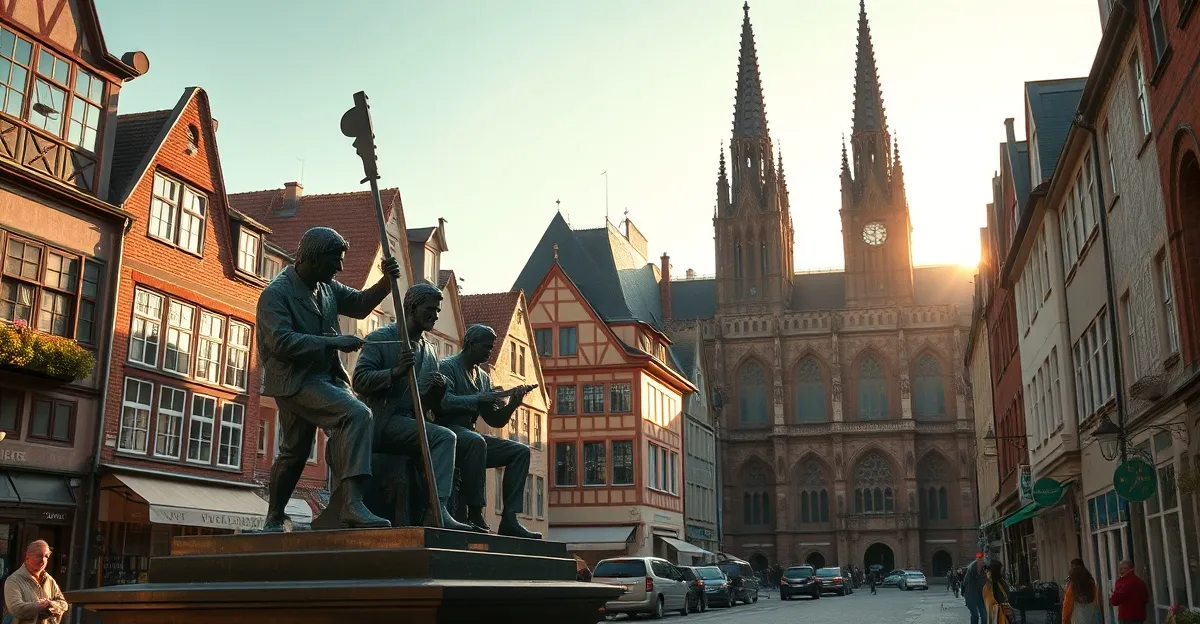 Bremen Marktplatz mit Roland-Statue und Rathaus