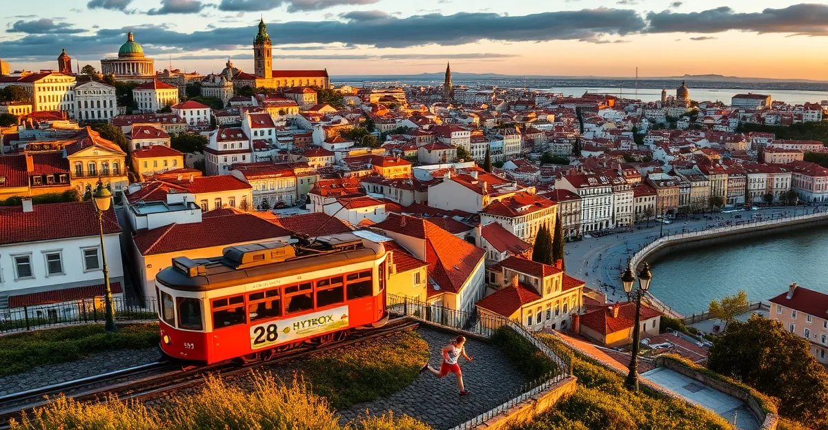 Corrida HYROX Lisboa com vista da cidade