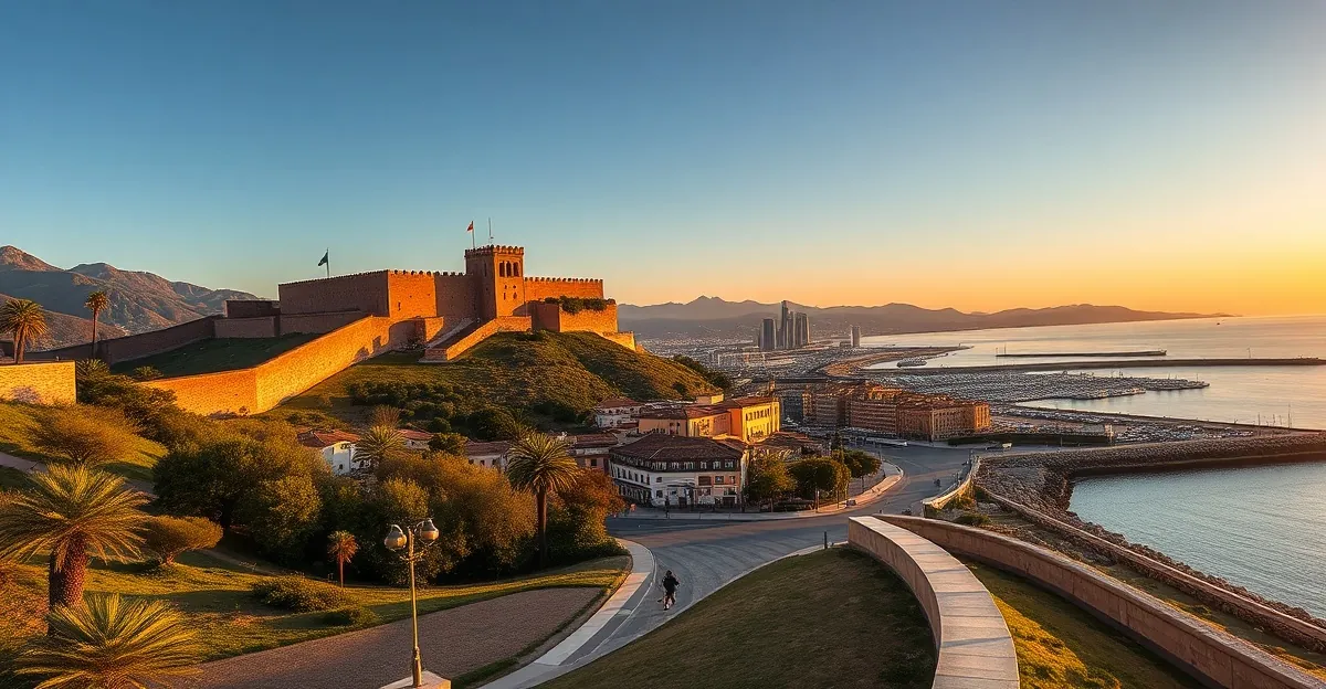 Carrera HYROX Málaga con skyline mediterráneo