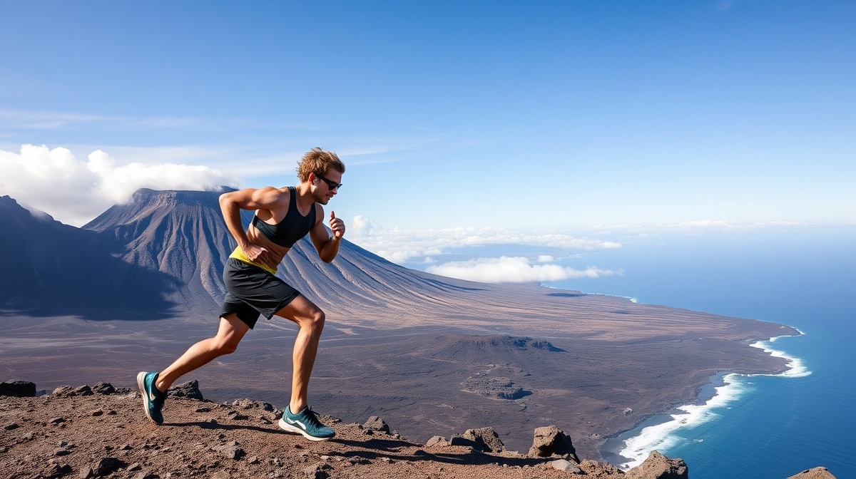 HYROX Tenerife 2026 — Tenerife coastline with Mount Teide in the background