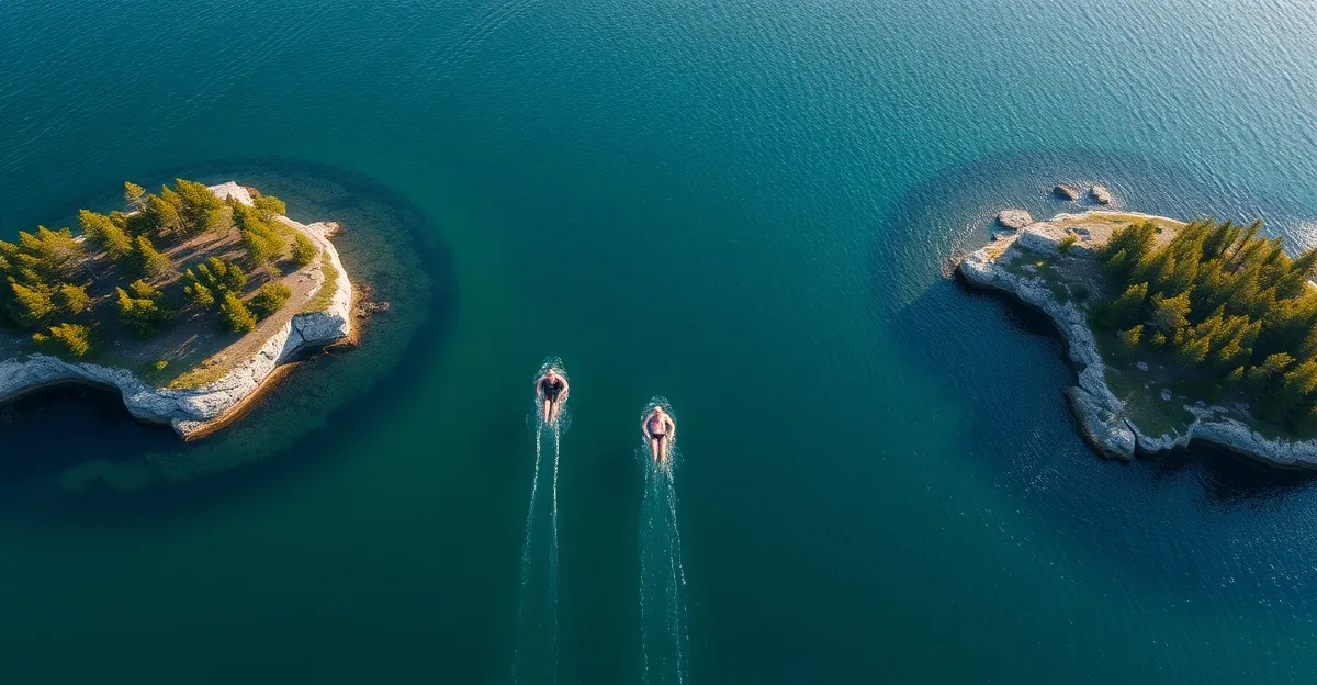 ÖTILLÖ World Championship athletes swimming between islands in the Stockholm archipelago