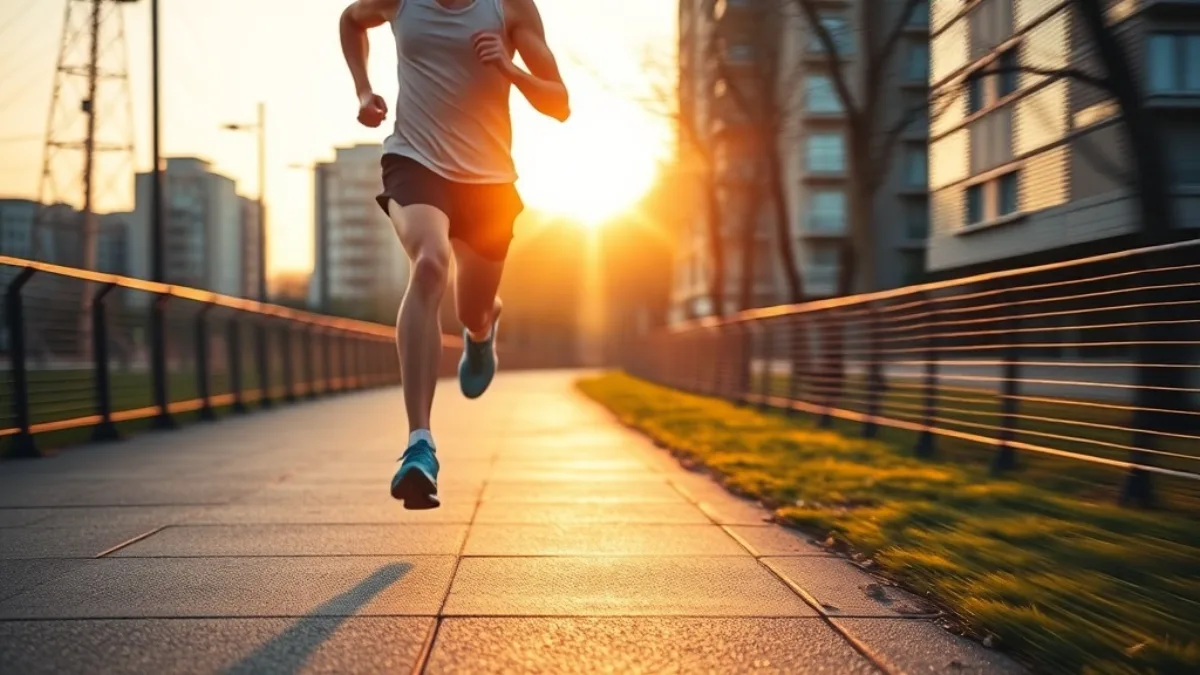 HYROX athlete running intervals on a flat path