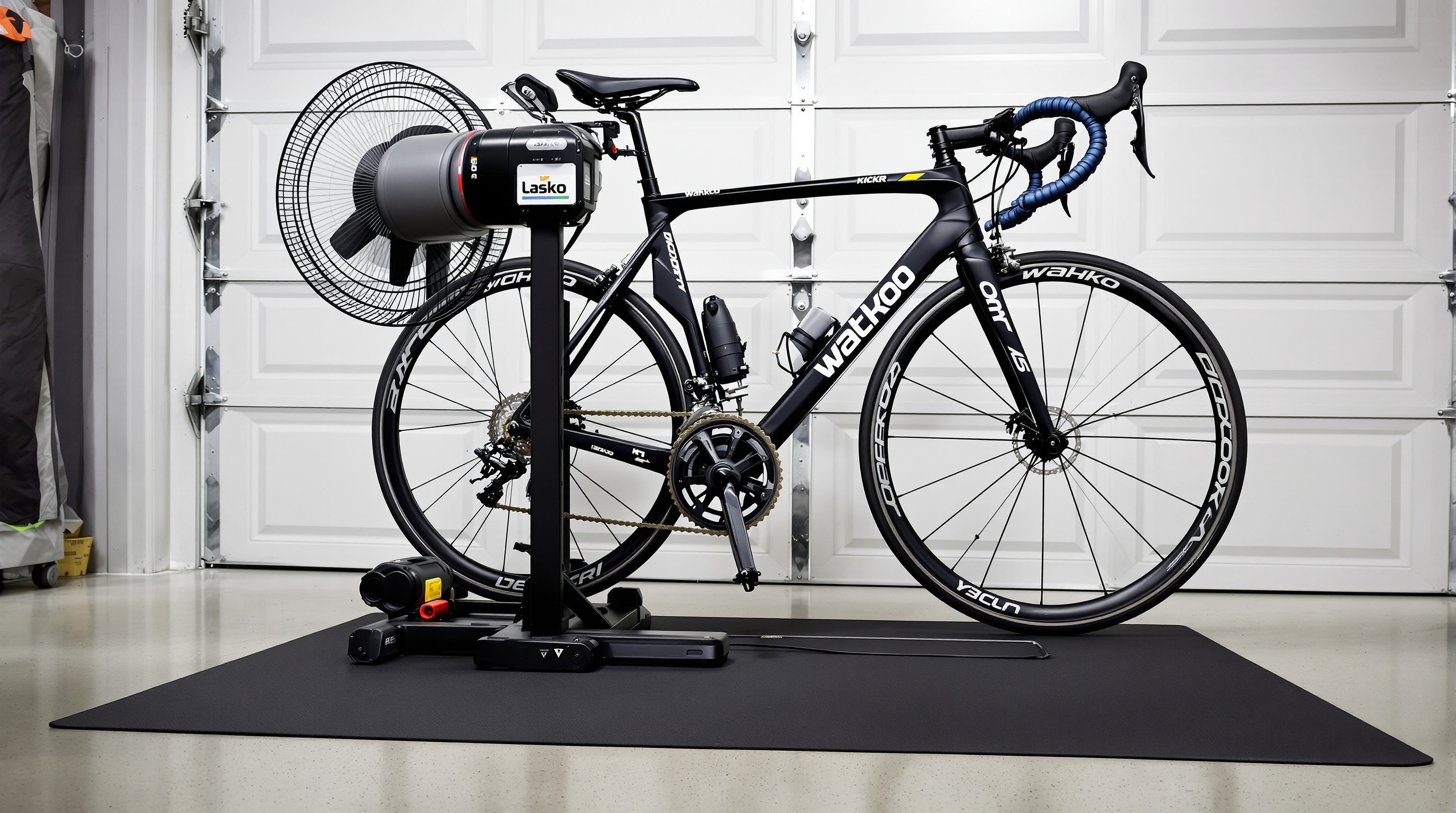 Indoor cycling fan setup with Wahoo KICKR Core trainer