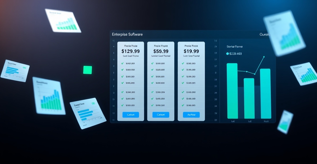 Enterprise pricing dashboard showing Cursor AI coding tool cost tiers and comparison charts