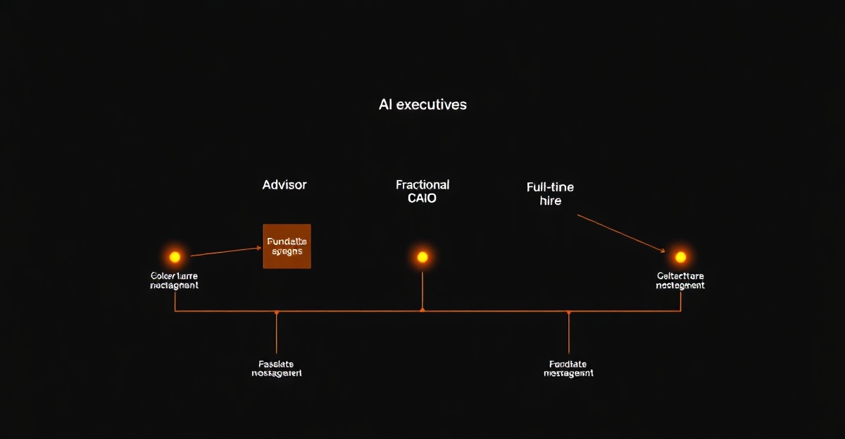 Fractional Chief AI Officer engagement model — spanning advisory, fractional CAIO, and full-time hire across the AI executive spectrum