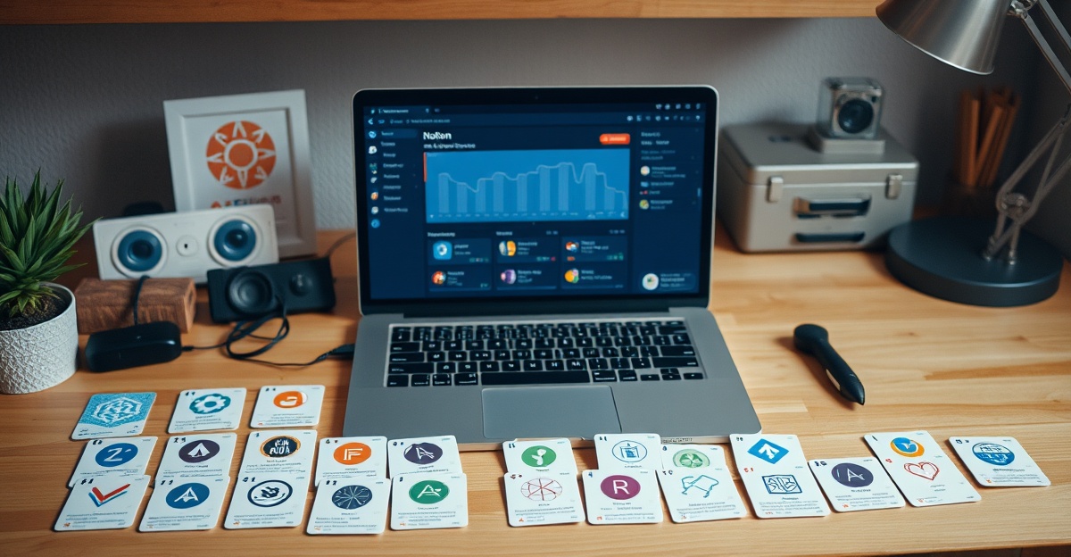 Developer desk with multiple AI coding subscription cards and Notion dashboard tracking costs